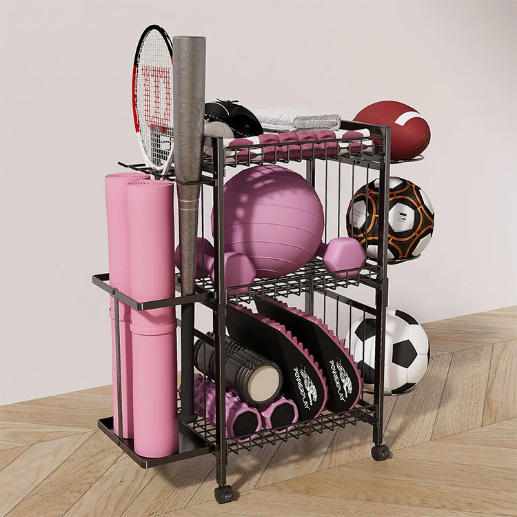 ఫ్లోర్ స్టాండింగ్ మెటల్ యోగా మ్యాట్ స్టోరేజ్ ర్యాక్