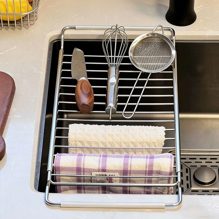 Extensible Stainless Steel Sink Drain Rack